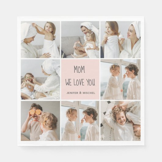 Collage Foto Mama Wir Liebe Sie beste Mutter Gesch Serviette (Vorderseite)