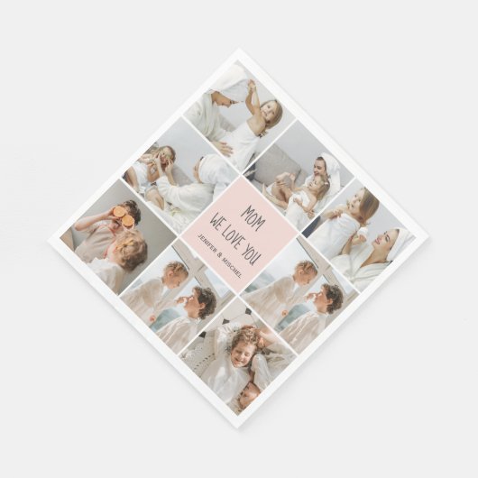 Collage Foto Mama Wir Liebe Sie beste Mutter Gesch Serviette (Ecke)