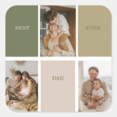 Collage Foto Modernes Bestes Vater je Geschenk Quadratischer Aufkleber (Vorderseite)