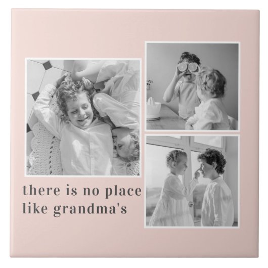 Collage Foto Pastell Pink Bestes Grandma Geschenk Fliese (Vorderseite)