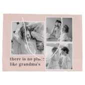 Collage Foto Pastell Pink Bestes Grandma Geschenk Große Geschenktüte (Rückseite)