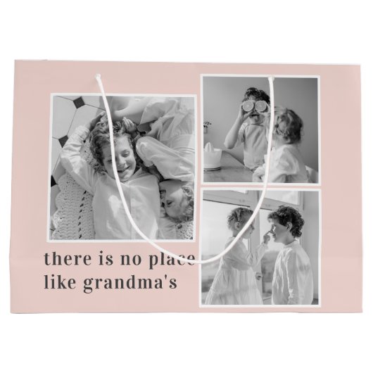 Collage Foto Pastell Pink Bestes Grandma Geschenk Große Geschenktüte (Rückseite)