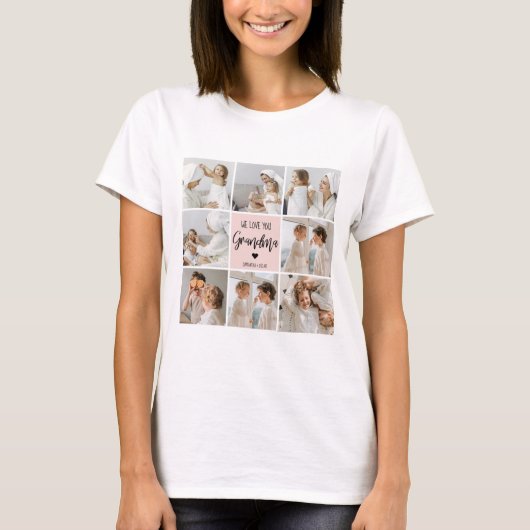 Collage Foto Pink Wir Liebe Sie Oma Bestes Geschen T-Shirt (Vorderseite)