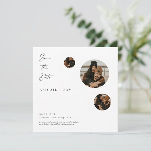 Collage Foto Square Save the Date Einladung (Stehend Vorderseite)