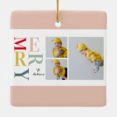 Collage Foto und farbenfroh fröhlich | Happy Holid Keramikornament (Rückseite)