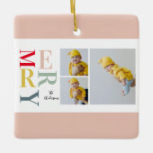 Collage Foto und farbenfroh fröhlich | Happy Holid Keramikornament (Vorderseite)