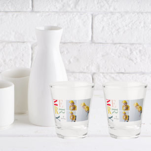 Collage Foto und farbenfroh fröhlich Happy Holid Schnapsglas