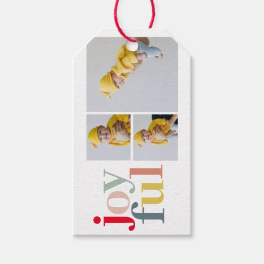 Collage Foto und farbenfrohe Freude | Weihnachtsge Geschenkanhänger (Vorderseite)