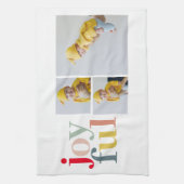 Collage Foto und farbenfrohe Freude | Weihnachtsge Geschirrtuch (Vertikal)