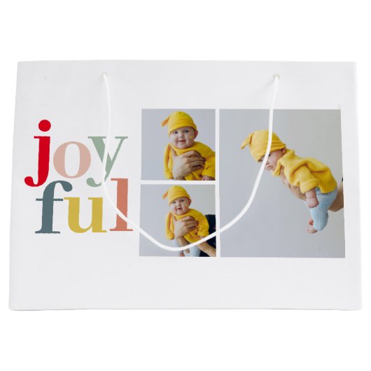 Collage Foto und farbenfrohe Freude | Weihnachtsge Große Geschenktüte (Vorderseite)