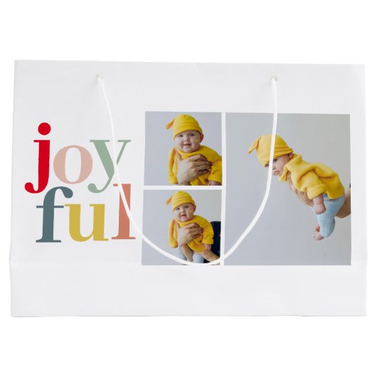 Collage Foto und farbenfrohe Freude | Weihnachtsge Große Geschenktüte (Rückseite)