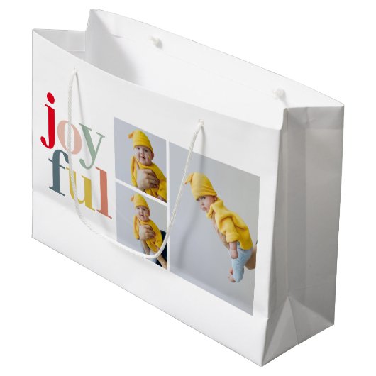 Collage Foto und farbenfrohe Freude | Weihnachtsge Große Geschenktüte (Vorderseite Schrägansicht)