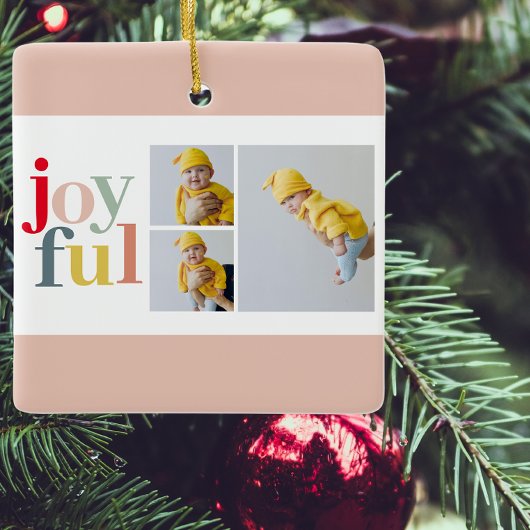 Collage Foto und farbenfrohe Freude | Weihnachtsge Keramikornament