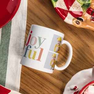 Collage Foto und farbenfrohe Freude   Weihnachtsge Tasse