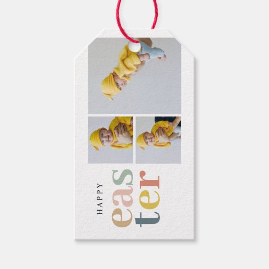 Collage Foto und farbenfrohe Ostern | Weihnachtsge Geschenkanhänger (Vorderseite)