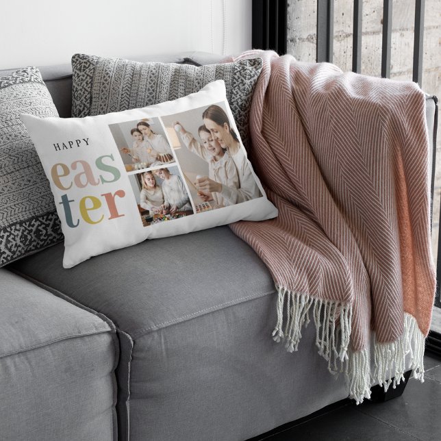 Collage Foto und farbenfrohe Ostern | Weihnachtsge Lendenkissen (Von Creator hochgeladen)