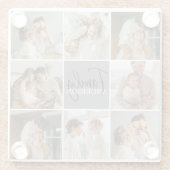 Collage Foto und Personalisierte Graugeschenke Glasuntersetzer (Rückseite)