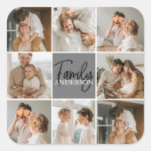 Collage Foto und Personalisierte Graugeschenke Quadratischer Aufkleber (Vorderseite)