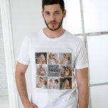 Collage Foto und Personalisierte Graugeschenke T-Shirt<br><div class="desc">Erstellen Sie eine schöne und personalisierte Familienkollage mit acht Fotos, begleitet von einem personalisierten Familiennamen in Grau. Dieses einmalige und nachdenkliche Geschenk eignet sich hervorragend zum Gedenken an besondere Momente und zum Feiern der Liebe und Bindung innerhalb einer Familie. Die Collage umfasst acht sorgfältig ausgewählte Fotos, die Sie zur Verfügung...</div>