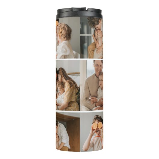 Collage Foto und Personalisierte Graugeschenke Thermosbecher (Rückseite)