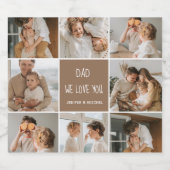Collage Foto Vater Wir Liebe Sie glückliche Väter Bierflaschenetikett (Einzelnes Label)