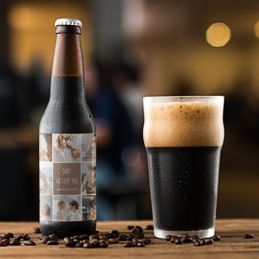 Collage Foto Vater Wir Liebe Sie glückliche Väter Bierflaschenetikett