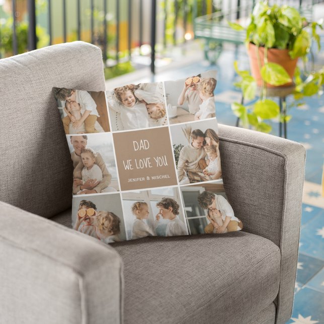 Collage Foto Vater Wir Liebe Sie glückliche Väter  Kissen (Von Creator hochgeladen)