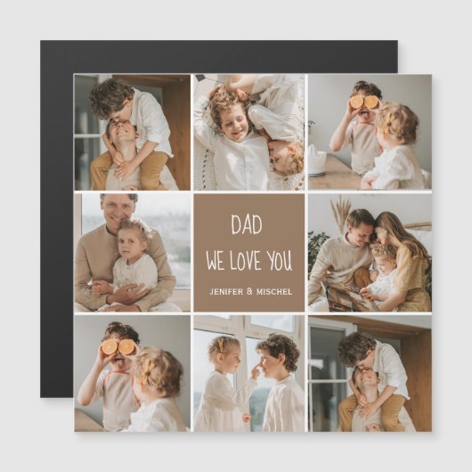 Collage Foto Vater Wir Liebe Sie glückliche Väter Magnetkarte (Vorne/Hinten)