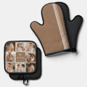 Collage Foto Vater Wir Liebe Sie glückliche Väter Ofenhandschuh & Topflappen-Set (Vorderseite/Rückseite)