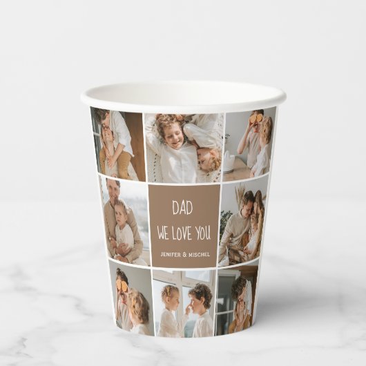 Collage Foto Vater Wir Liebe Sie glückliche Väter Pappbecher (Rückseite)