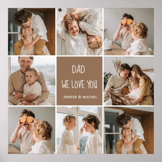 Collage Foto Vater Wir Liebe Sie glückliche Väter Poster (Vorne)