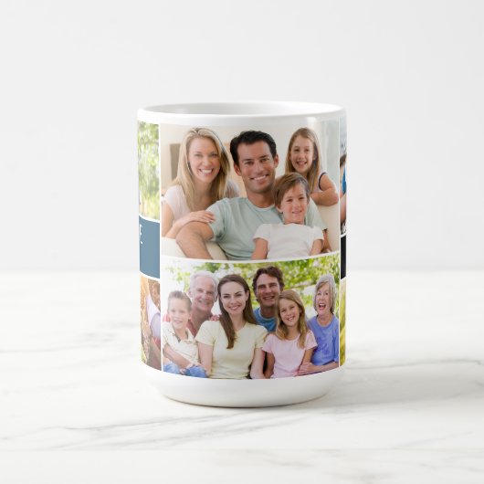 Collage Foto Wiedersehen Familienname Jahr Andenke Kaffeetasse (Mittel)