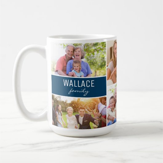 Collage Foto Wiedersehen Familienname Jahr Andenke Kaffeetasse (Links)