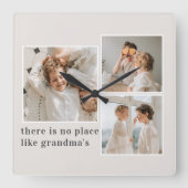 Collage Foto & Zitat Bestes Grandma-Geschenk Quadratische Wanduhr (Vorderseite)