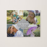 Collage Fotos mit Familiennamen Multi-Bildern Puzzle<br><div class="desc">Passen Sie dieses Rätsel mit Ihren Fotos als lustiges Geschenk an. Ändern Sie alle Fotos und Familiennamen. *Bitte zögern Sie nicht, mich zu kontaktieren, wenn Sie Hilfe bei meinen Designs benötigen. Es ist einfach genug, einen bestehenden Stil auf ein anderes Zazzle-Produkt zu übertragen, lass mir einfach Bescheid. Ich helfe gerne!...</div>