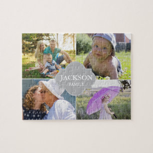 Collage Fotos mit Familiennamen Multi-Bildern Puzzle