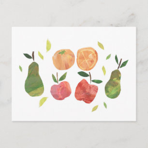 Collage Fruit Illustration Postkarte