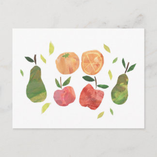 Collage Fruit Illustration Postkarte