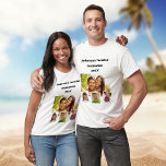 Collage für Familienurlaub Foto T-Shirt<br><div class="desc">Machen Sie Ihre eigene einzigartige Collage aus Foto. Verwenden Sie vier,  vier Ihrer Lieblings-Fotos. Personalisieren und fügen Sie Text,  Jahr.</div>