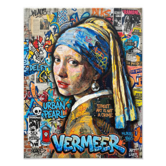 Collage, graffiti art, Vermeer Fotodruck