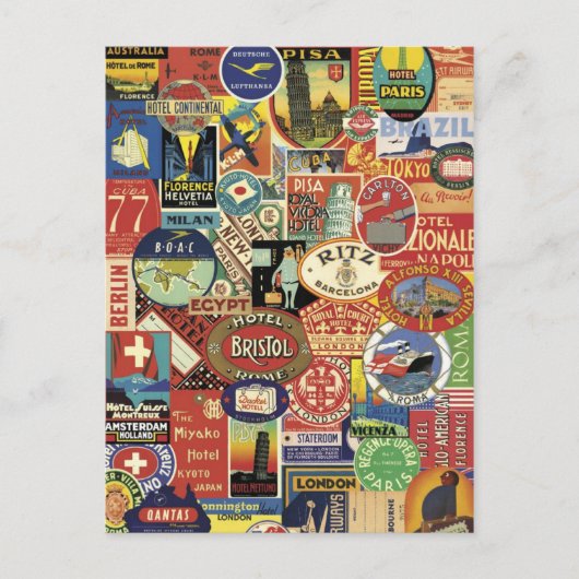 Collage gute Reise Postkarte (Vorderseite)