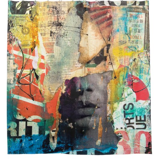 Collage Head Duschvorhang (Vorderseite)