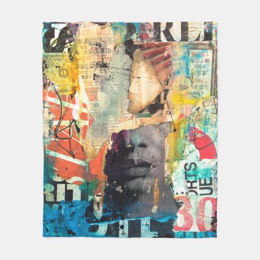 Collage Head Fleecedecke (Vorderseite)