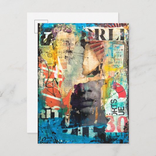 Collage Head Postkarte (Vorne/Hinten)
