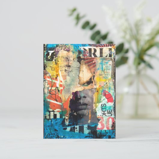 Collage Head Postkarte (Stehend Vorderseite)