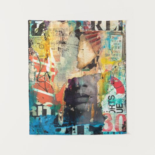 Collage Head Wandteppich (Vorderseite)