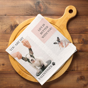 Collage Hund-Fotos   Hund ist meine Valentine   Ro Geschirrtuch