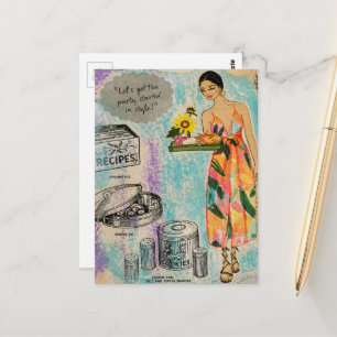 Collage im Stil der 1950er Jahre Party Mixed Media Postkarte