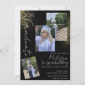 Collage Imitats Glitzer Uni Highschool Abschluss Einladung (Vorderseite)