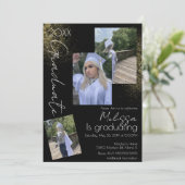 Collage Imitats Glitzer Uni Highschool Abschluss Einladung (Stehend Vorderseite)